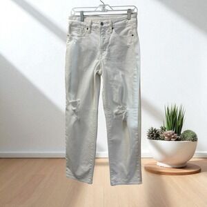 Old‎ Navy High-Rise OG Loose Distressed Jeans Womens Size 4 White Denim